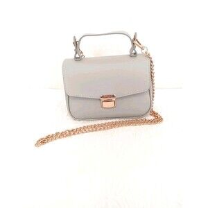 Bella Russo Gray Mini Satchel Crossbody Handbag Rose Gold Chain Strap